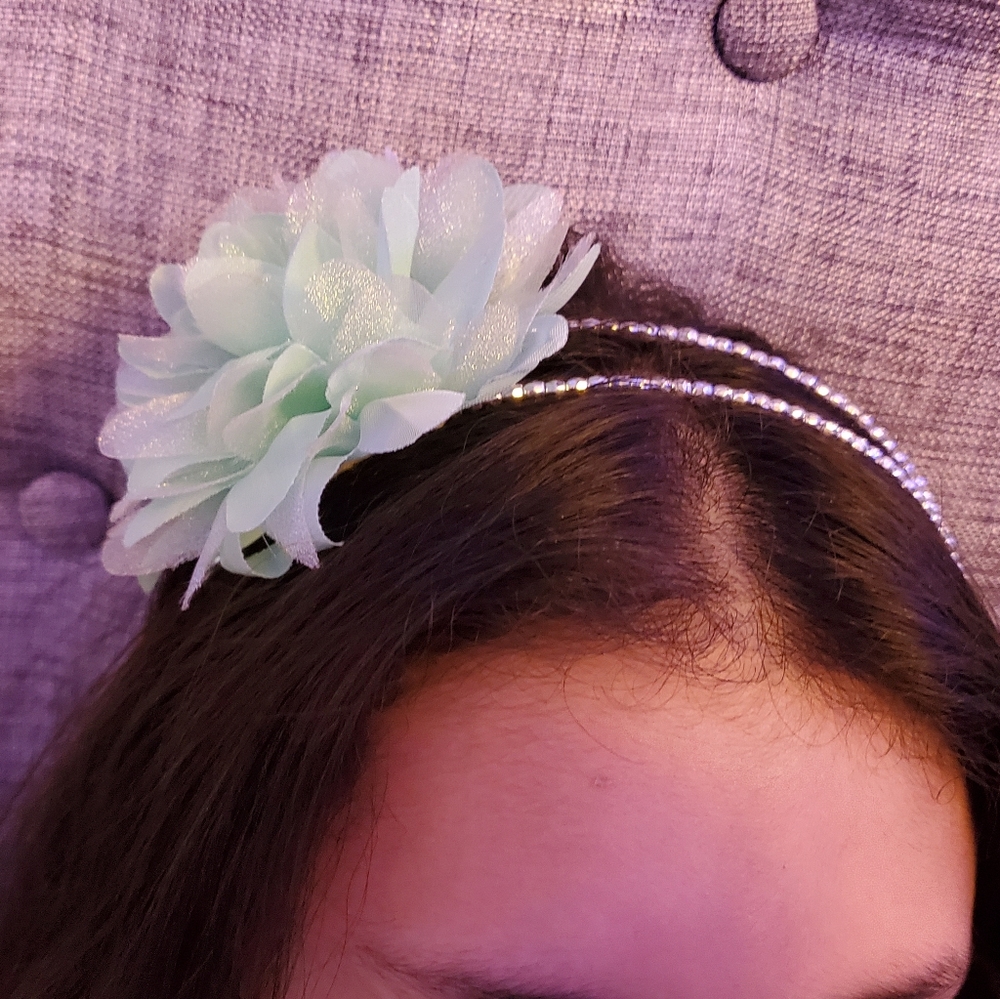 Handmade turquoise flower head band